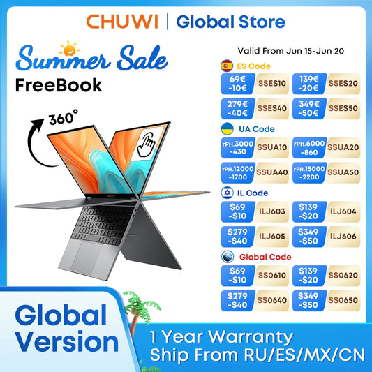 CHUWI FreeBook Laptop Tablet 2 in 1 Intel i3 1215U 12GB LPDDR5 512G SSD Windows 11 Laptop 13.5" IPS FHD Display WIFI 6 2256*1504
