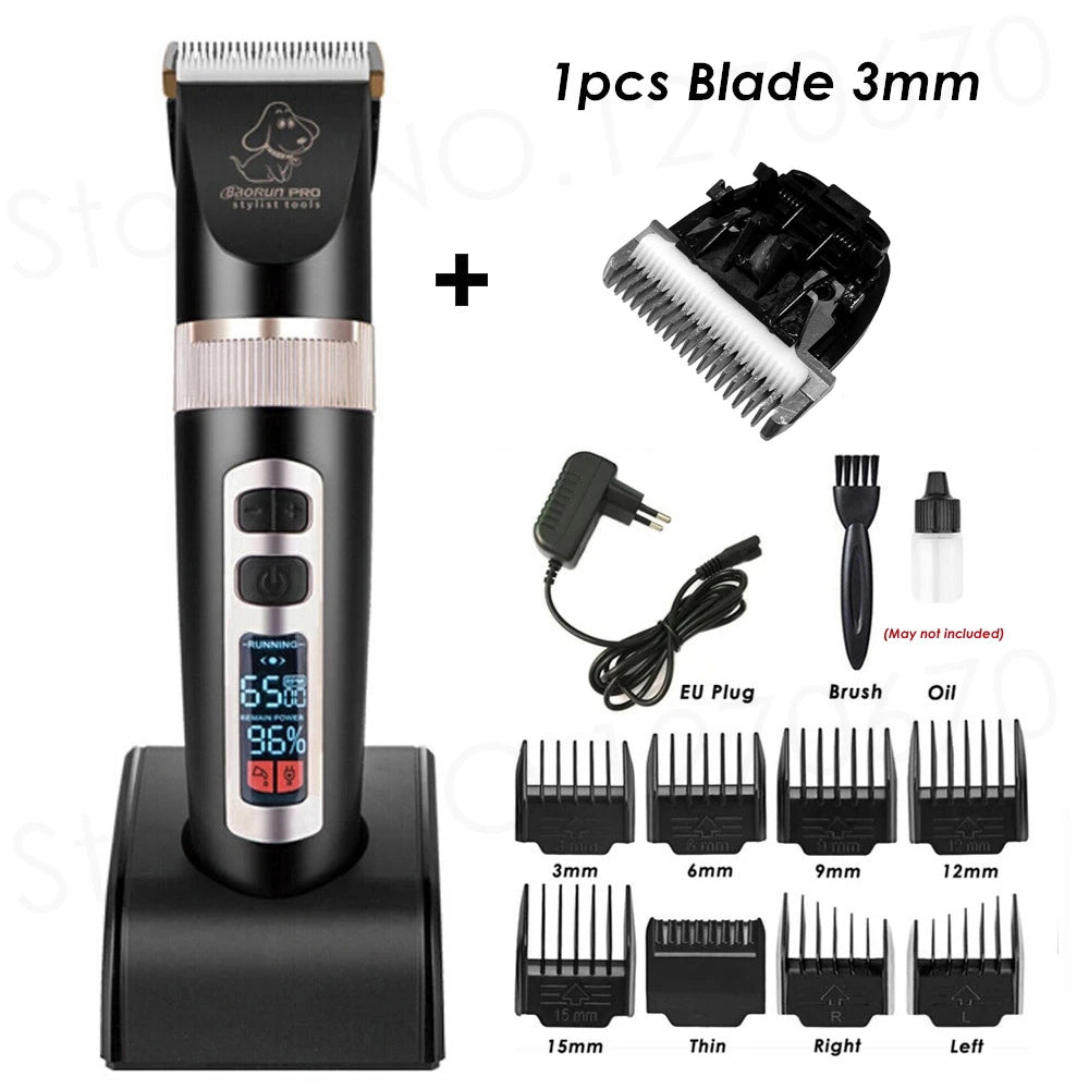 BaoRun P9 Dog Clipper Professional LCD Display Pet Cat Clippers Shaver Electrical Grooming Trimmer Rechargeable Haircut Machine
