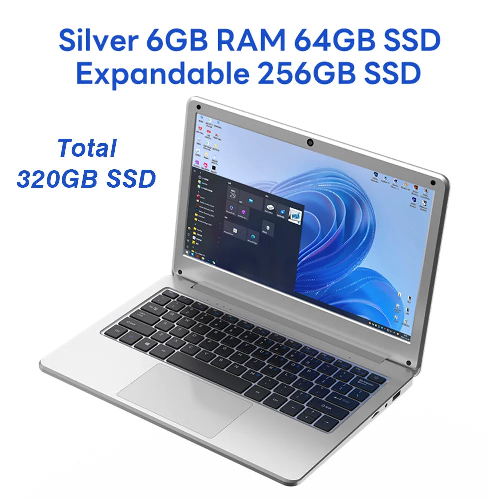 BYONE Cheap Laptops 11.6 Inch Intel N3350 6GB RAM 64G Expandable 128G SSD Wifi Office Study Portable Ultraslim Notebook Computer
