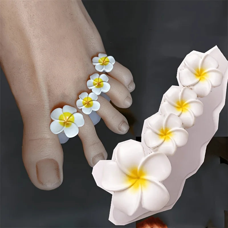 Soft silicone white flower shaped toe separator, nail art applicator, convenient toe separator