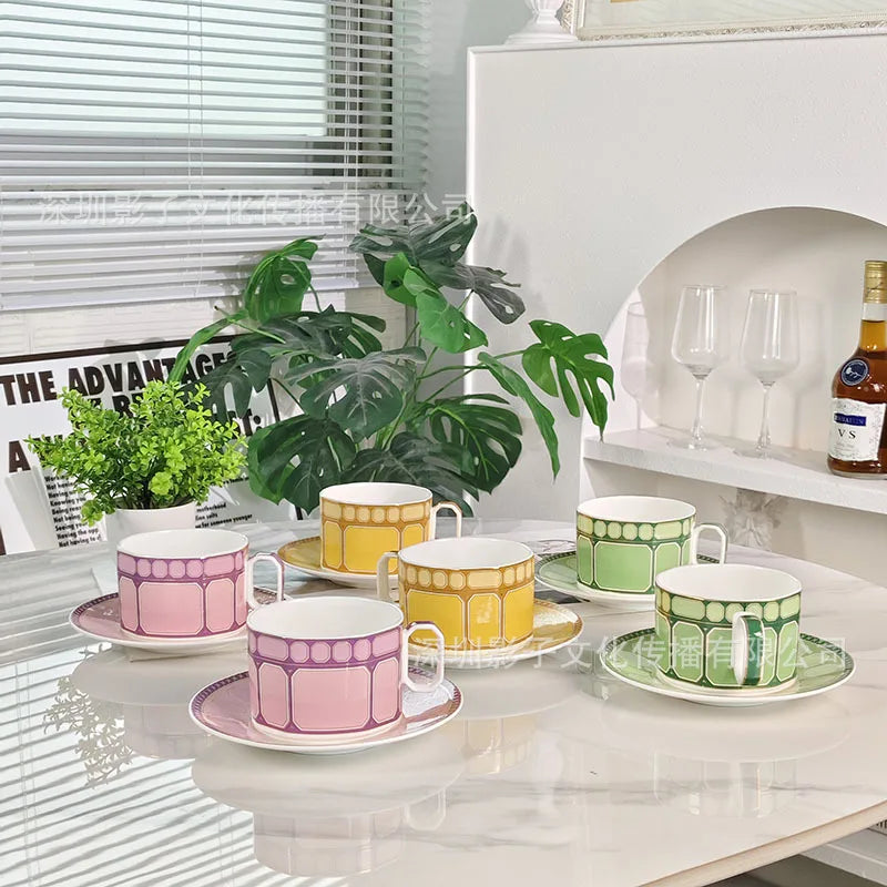 Swan Series European Modern Simple Luxury Style Bone Porcelain Coffee Cup Dish Afternoon Tea Cup Home Gift Double Cup