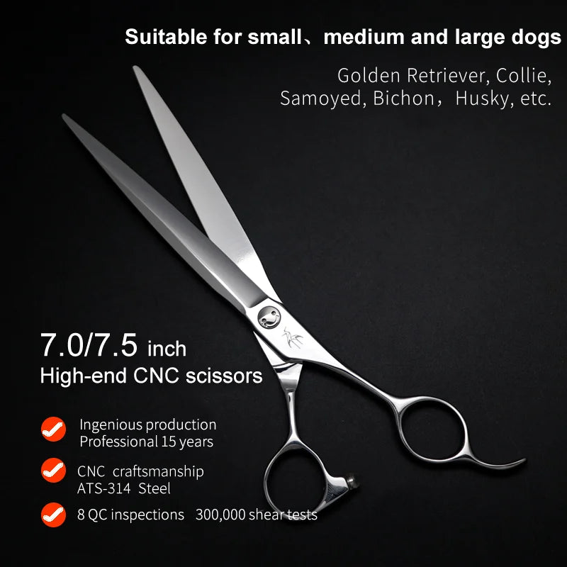 Crane 7.0/7.5in High-end Pet Scissors Set ATS314 Steel For Dog Grooming Cut Scissors Straight Curved Chunker Thinning Shears