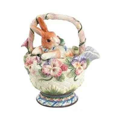 American Hand-painted Ceramic Dinner Set Rabbit Teapot Coffee Cup Plates for Enchanting Garden Afternoon TeaVintage Tableware