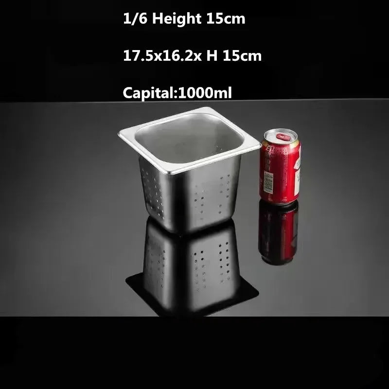 Rectangle Stainless Steel Storage Leak Trays Hole Mesh Strainer Vegetable Fruit Washing Basket Food GN Pan Water Filter Basin