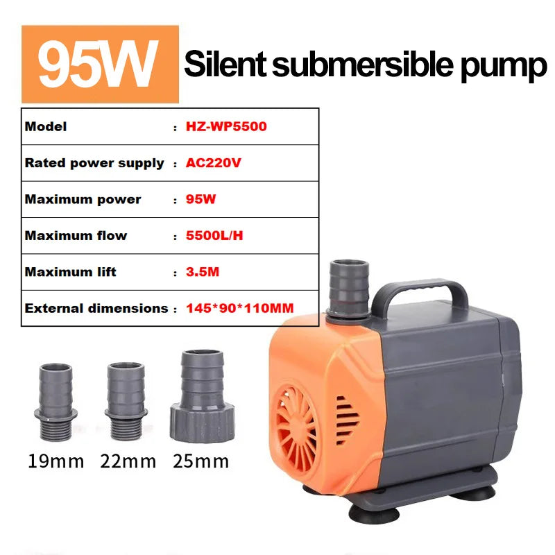 AC220V silent submersible water pump, circulating fountain pump, fish tank and pond circulating pump, garden rockery water pump