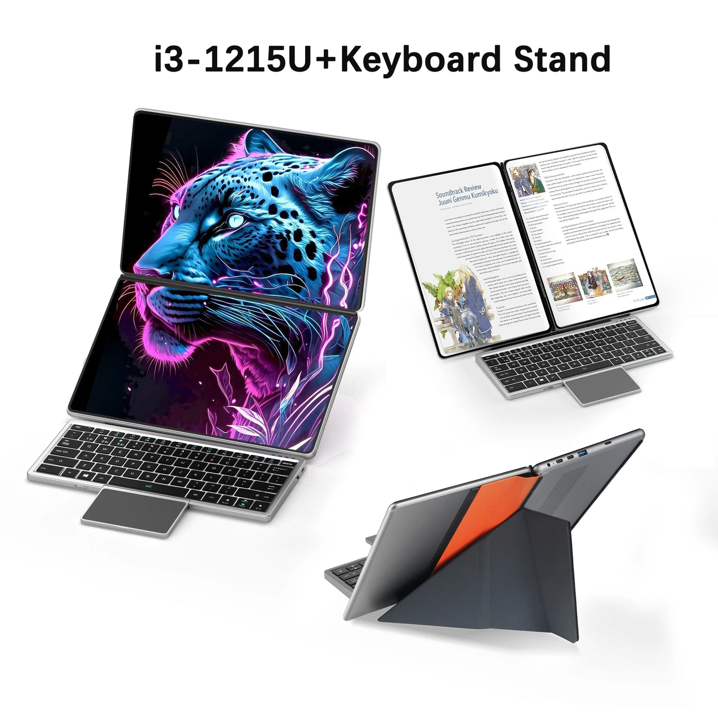 New Dual Screen Laptop Intel i3 1215U N100 Dual 10.95 Inch IPS Touch Screen Windows 11 Office Computer Tablet Notebook WiFi 6