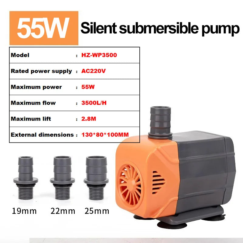 AC220V silent submersible water pump, circulating fountain pump, fish tank and pond circulating pump, garden rockery water pump