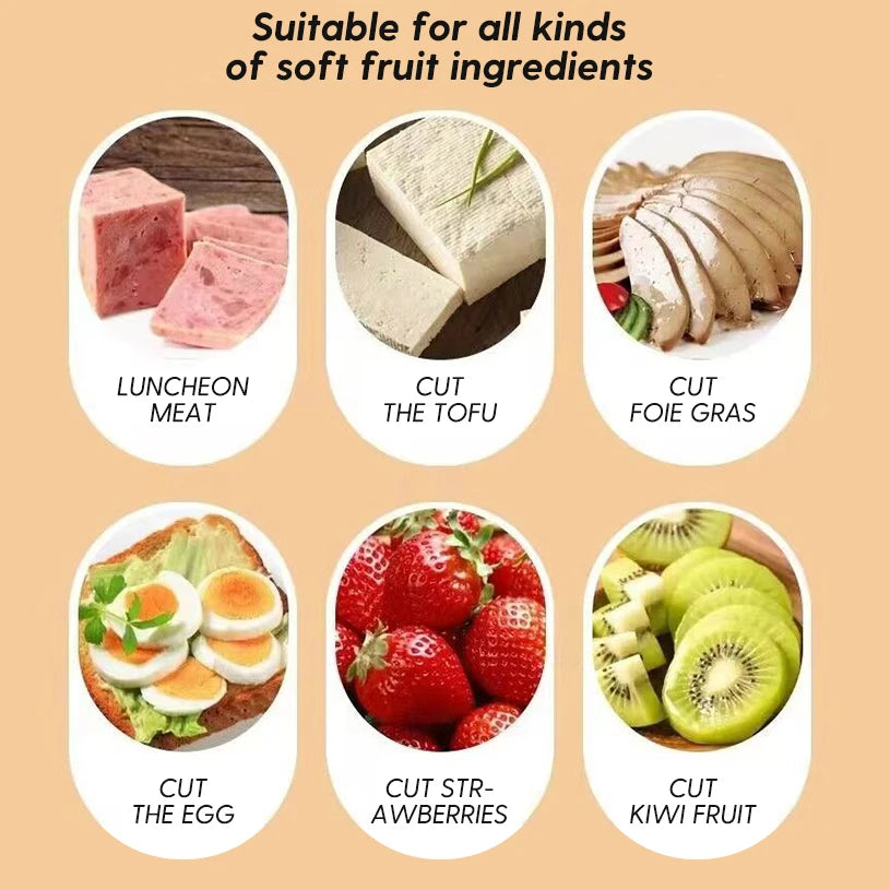 Stainless Steel Multifunctional Food Slicer Cuts Luncheon Meat Eggs Bananas Cheese Strawberries Compact Kitchen Gadget
