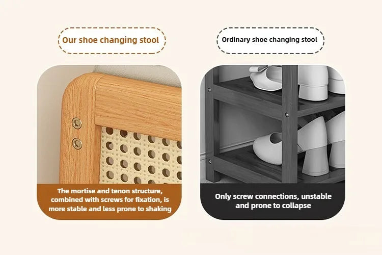 New Chinese style shoe changing stool with seating at the entrance, entrance door, shoe rack, entrance hall, household soft bag,