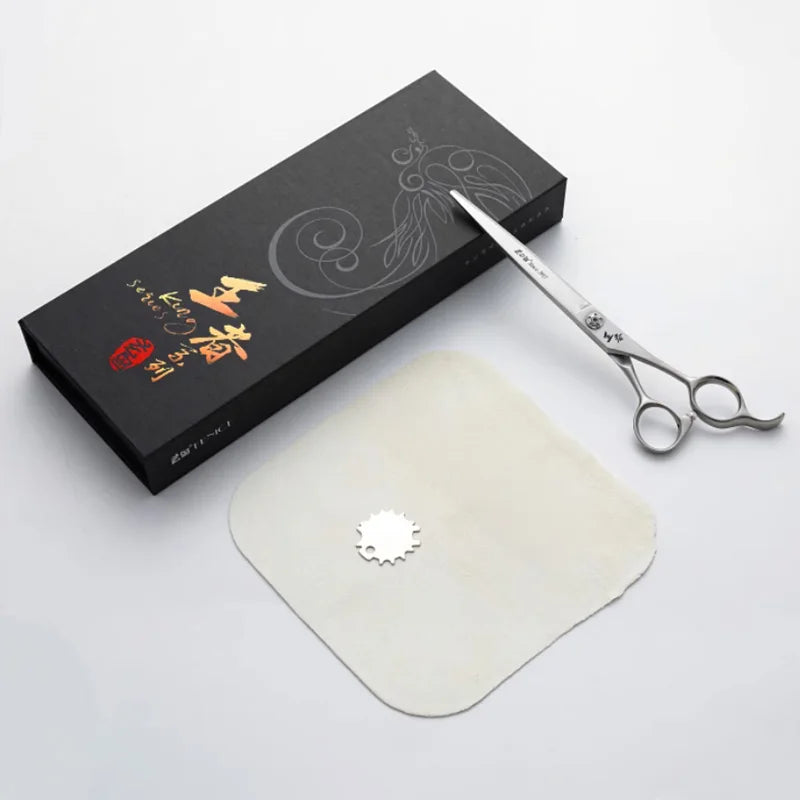 Fenice High-grade JP VG10 Steel Straight&25° Curved Reverse blade Natural Chunker Pet Trimming Scissors Shear Anti-loosing Screw