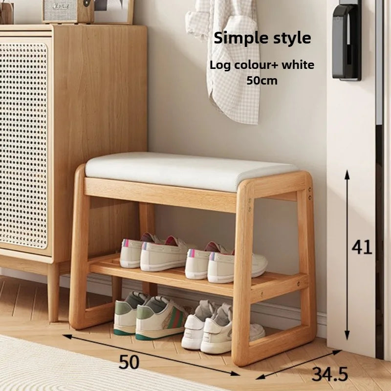 New Chinese style shoe changing stool with seating at the entrance, entrance door, shoe rack, entrance hall, household soft bag,