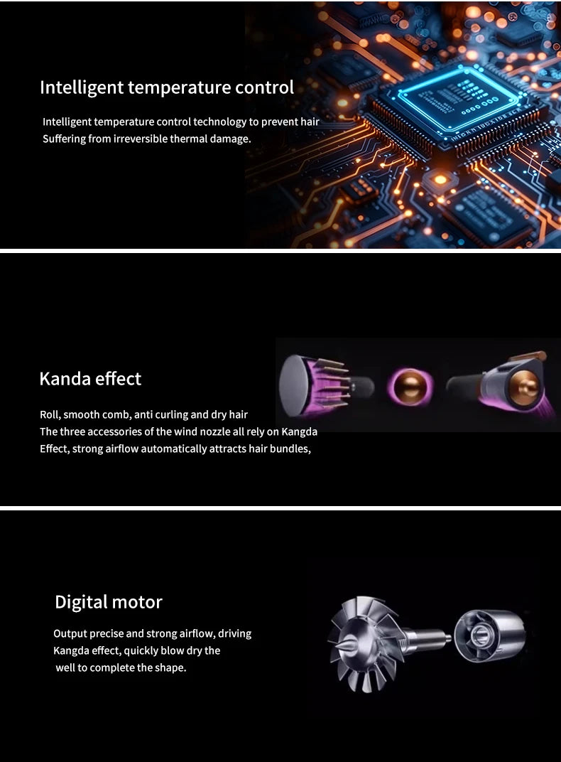 6 in1 Multi Hair Styler Curling Iron Hair Hot Air Brush Curling Barrel Brush HairDryer Salon Professional Curly Styler Tools