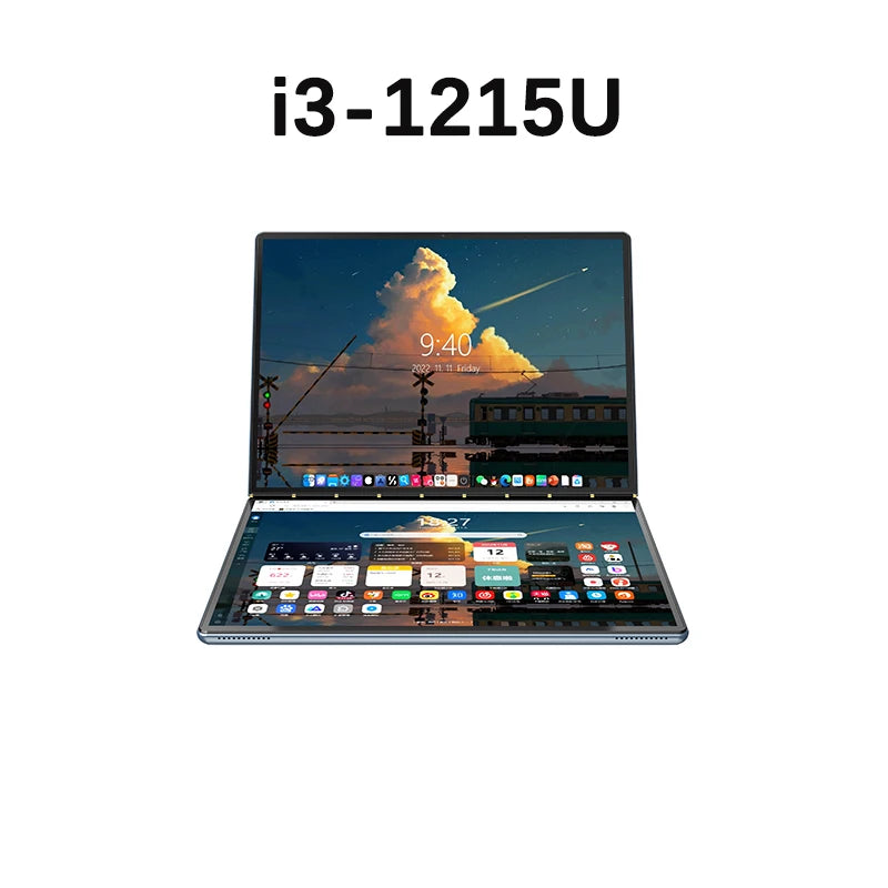 New Dual Screen Laptop Intel i3 1215U N100 Dual 10.95 Inch IPS Touch Screen Windows 11 Office Computer Tablet Notebook WiFi 6