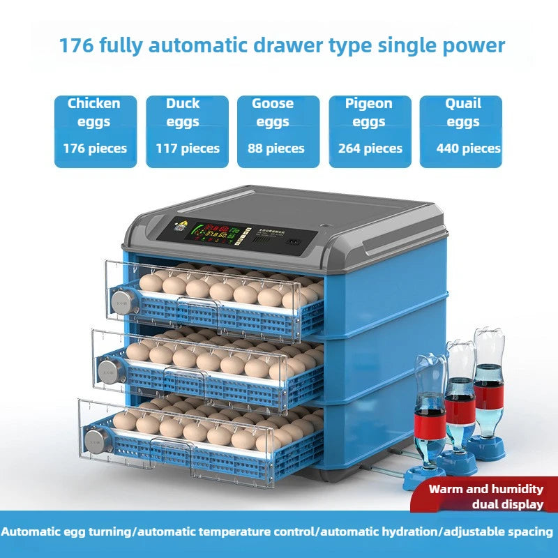 Fully Automatic Hatching Machine 176-500Capacity Egg Incubator 110V/220V/12V Chick Roller Automatic Temperature Humidity Control