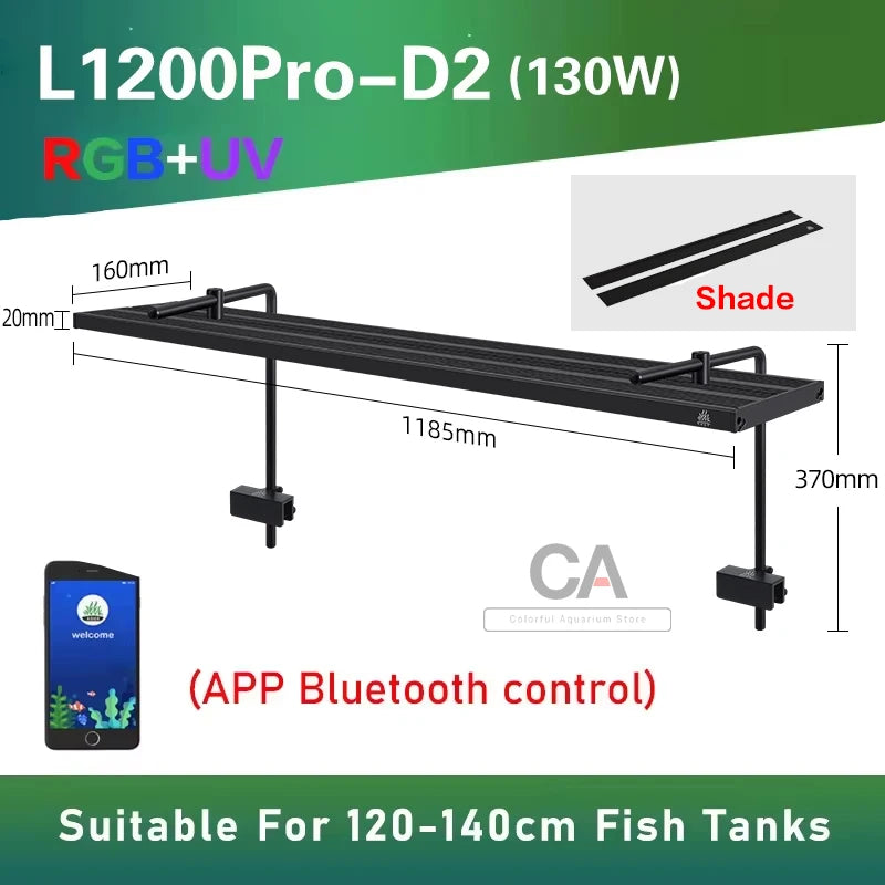 WEEK AQUA L Series,  Aquarium LED Grow Lamp for Plants, App Control, Aquariums Equipment Lighting, RGB + UV,Adjustable width