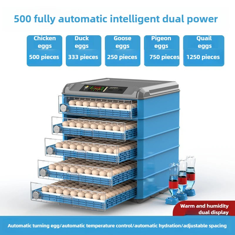 Fully Automatic Hatching Machine 176-500Capacity Egg Incubator 110V/220V/12V Chick Roller Automatic Temperature Humidity Control