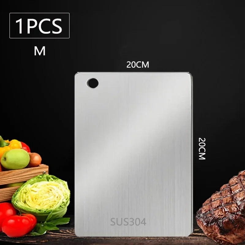 WXCOO 1PCS Stainless Steel Chopping Boards Titanium Thickened Boards Non Stick Double Sided Fruit Meat Chopping Cutting Boards