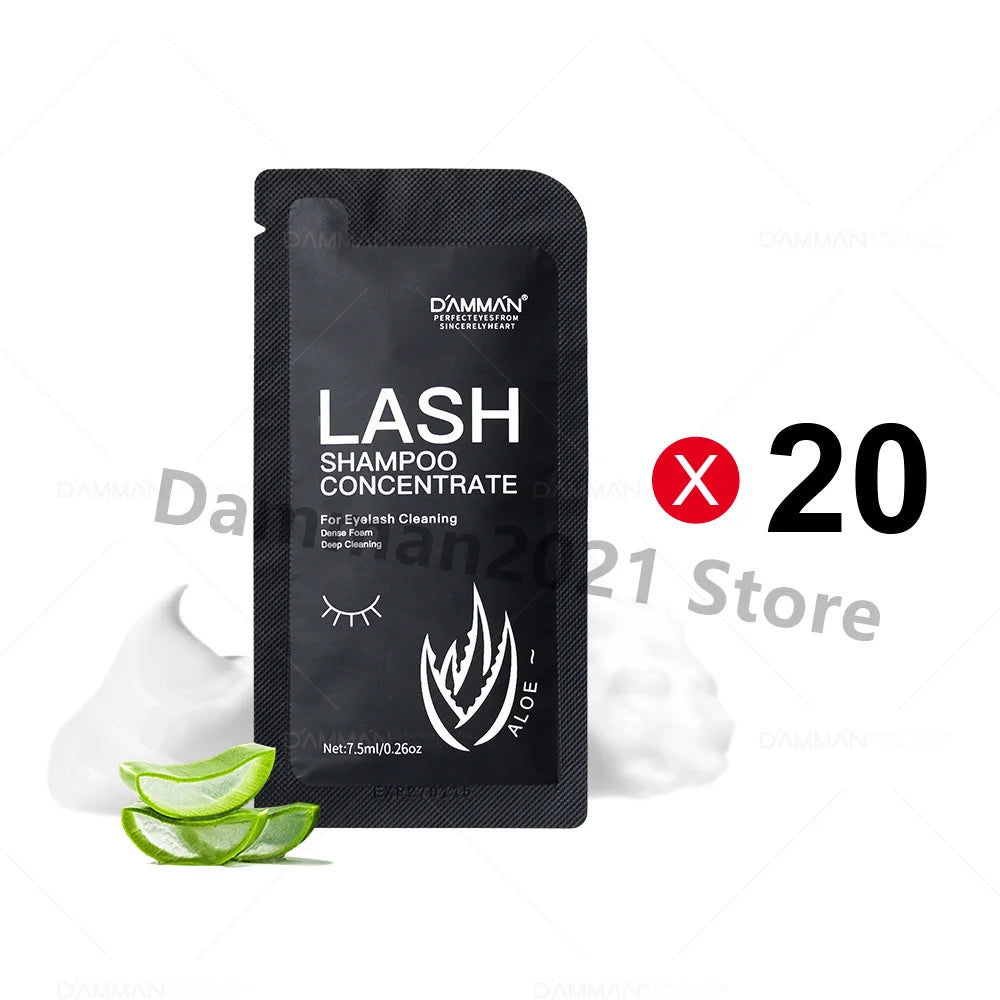 DAMMAN New Upgrades 7.5ml Eyelash Extensions Shampoo Non-irritation Lash Shampoo Concentrate Lashes Cleansing Mousse Makeup Tool