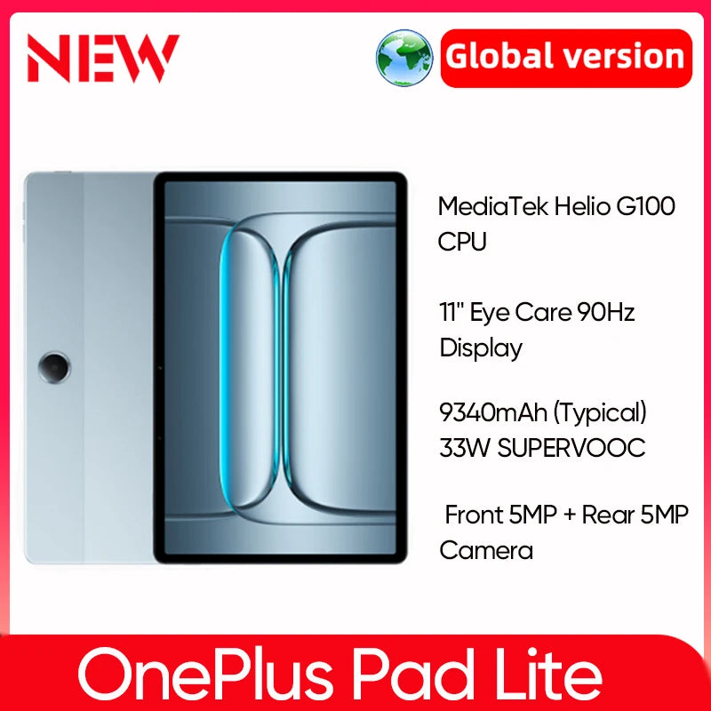[World Premiere] OnePlus Pad Lite Global Version Tablet 11" Eye Care 90Hz Display Quad Speakers  9340mAh BatteryBluetooth 5.4