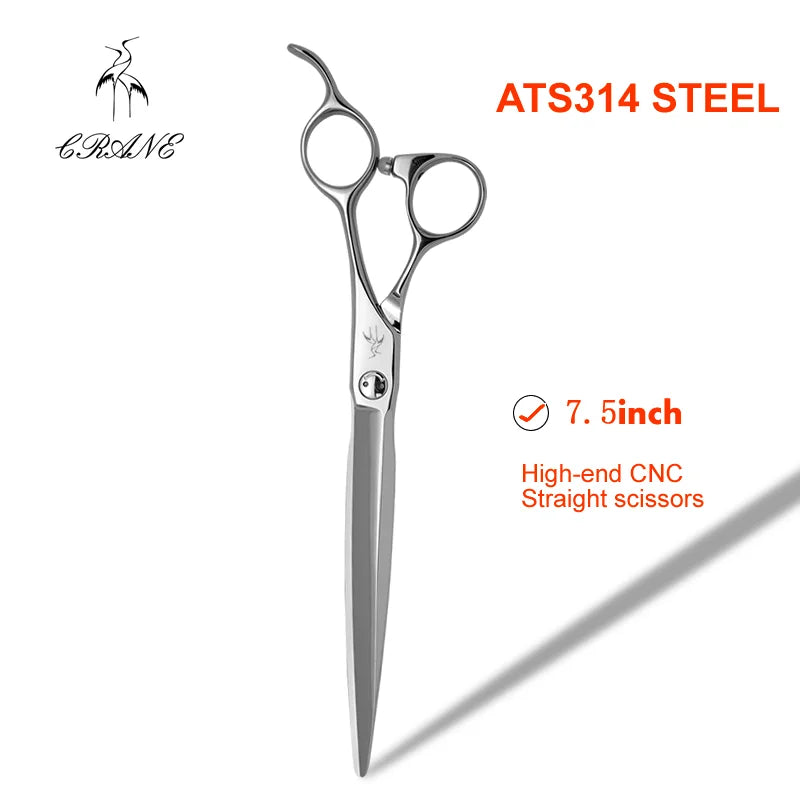 Crane 7.0/7.5in High-end Pet Scissors Set ATS314 Steel For Dog Grooming Cut Scissors Straight Curved Chunker Thinning Shears