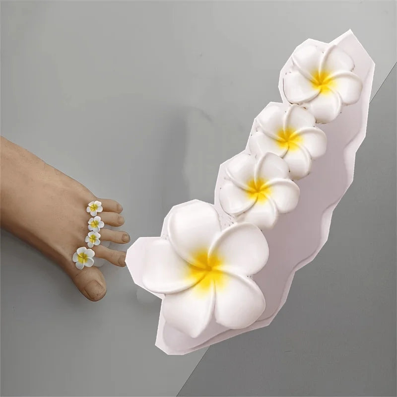 Soft silicone white flower shaped toe separator, nail art applicator, convenient toe separator
