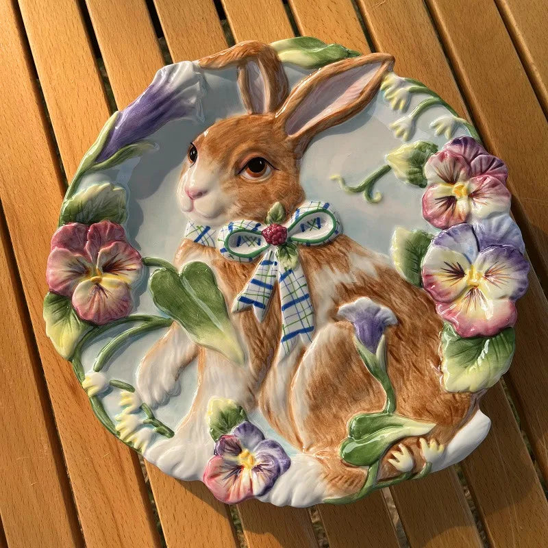 American Hand-painted Ceramic Dinner Set Rabbit Teapot Coffee Cup Plates for Enchanting Garden Afternoon TeaVintage Tableware