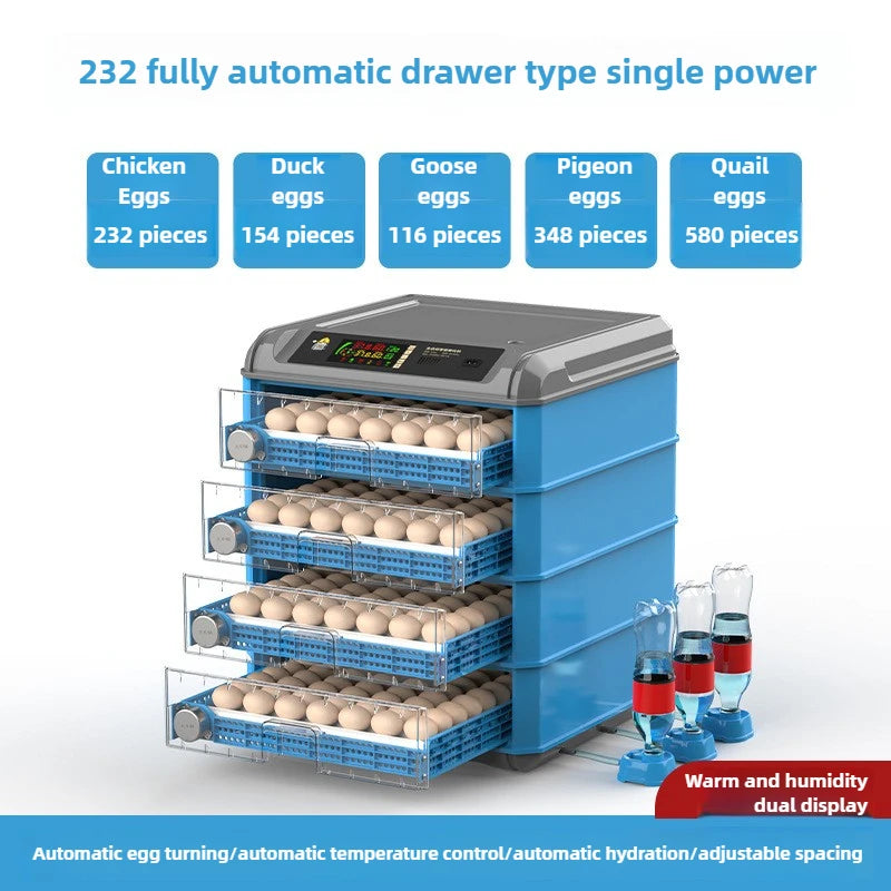 Fully Automatic Hatching Machine 176-500Capacity Egg Incubator 110V/220V/12V Chick Roller Automatic Temperature Humidity Control