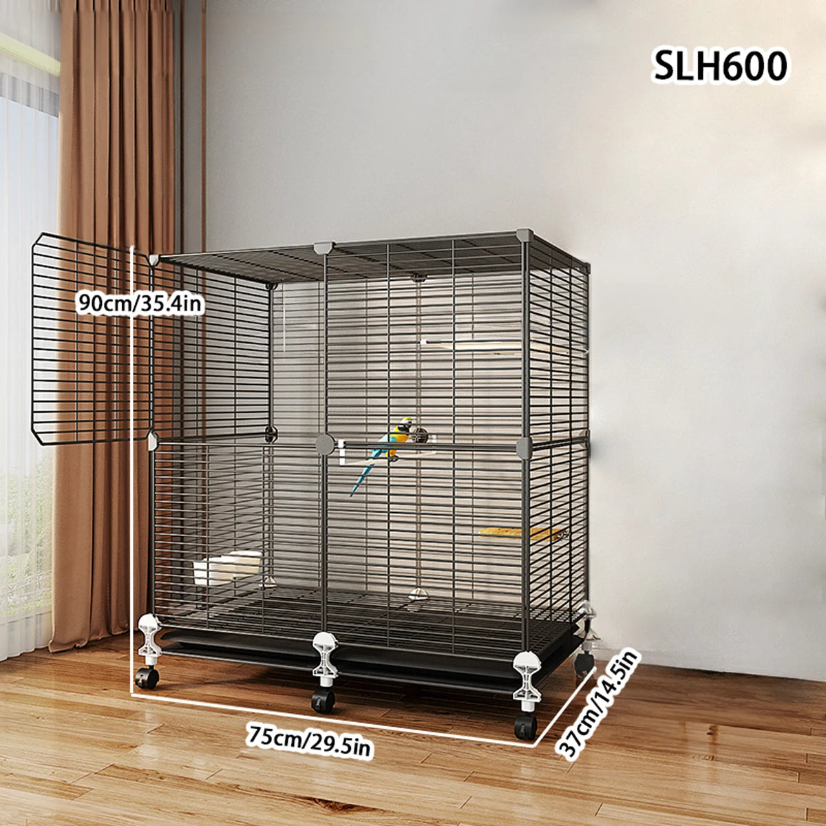 Bird Cage Large Parrot Cage Black Phoenix Myna Special Luxury House Large Thrush Tiger Skin Pearl Bird with Toilet Bird Bowl Wrought Iron Cage