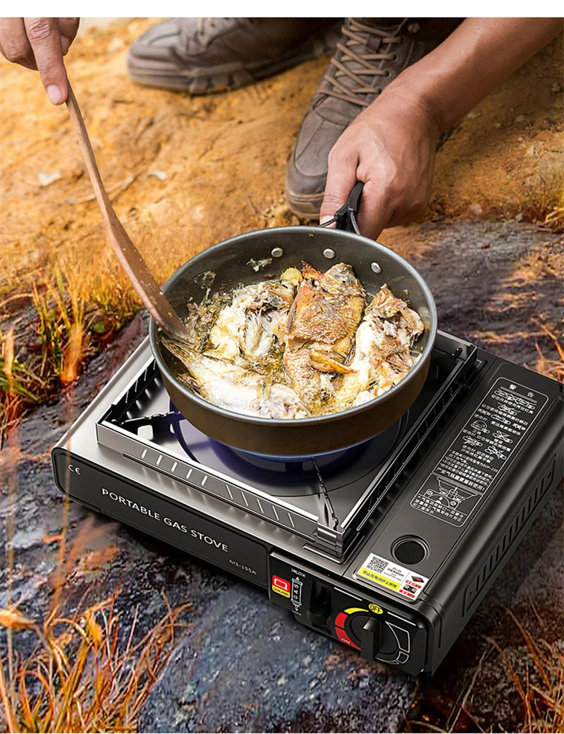 Camping Stove Outdoor Cooking Burner Portable Gas Stove Hiking Trekking Picnic Party Boiler Cassette Stove（No Gas Tank）