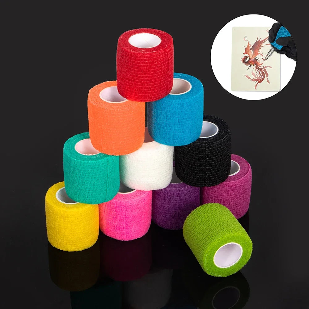 CNK Colorful Tattoo Grip Bandage Cover Wraps, Nonwoven Tapes, Waterproof, Self Adhesive, Finger Protection, Tattoo Accessories