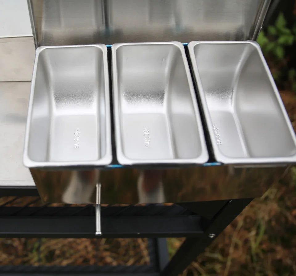 PizzAtHome 2/3/4/5/6 Section Seasoning Box Stainless Steel Ingredients Box Cheese Sauce Salt Sugar Box Spice Jar Baking Tool