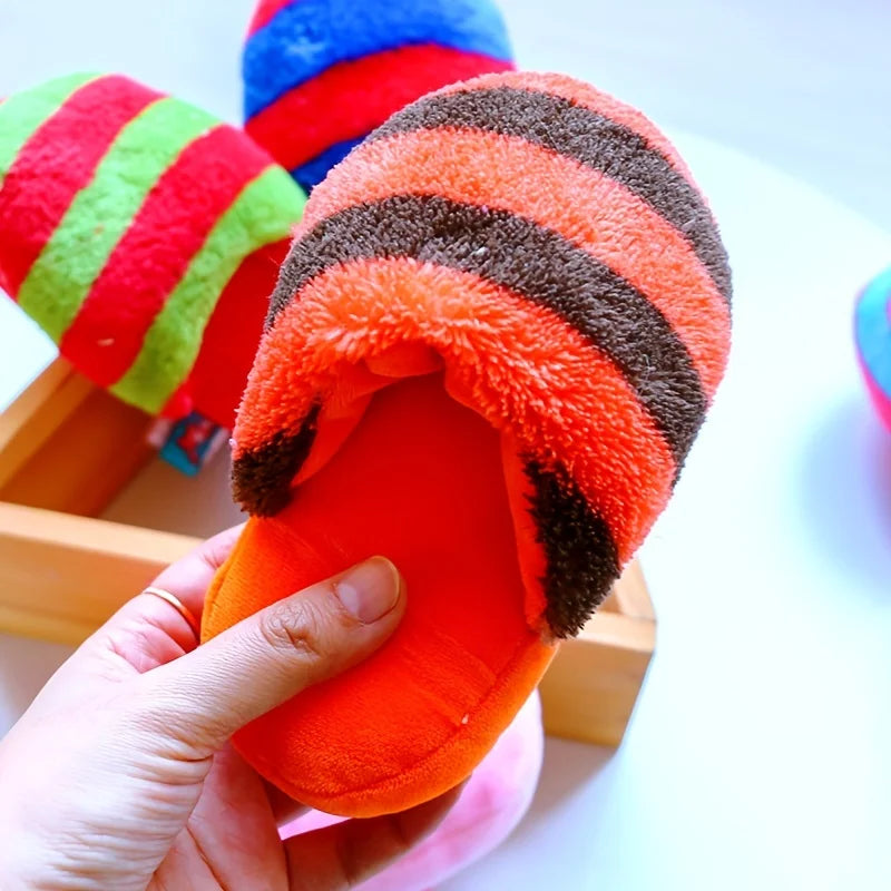 Plush Pet Dog Toys Slippers Bite Sound Shoe Shape Small and Medium-Sized Dog Outdoor Training Cat Pet Toys Supplies