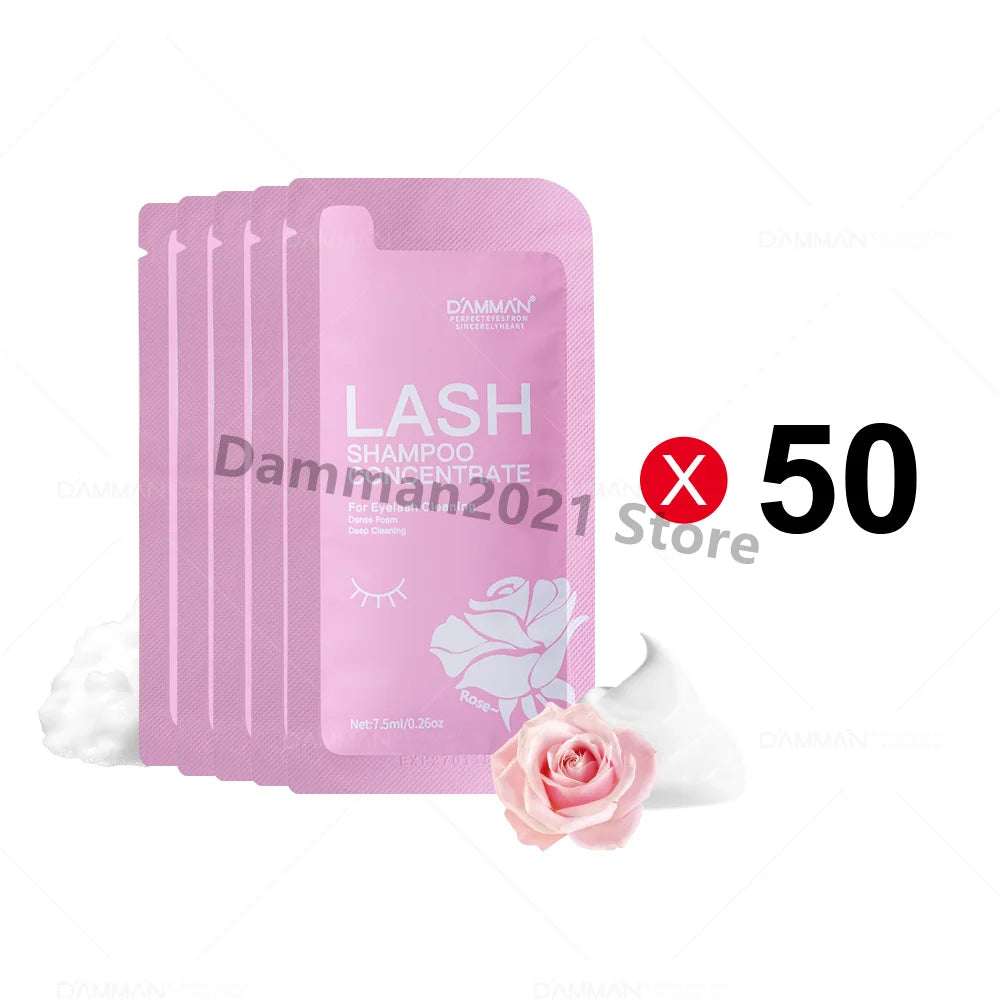 DAMMAN New Upgrades 7.5ml Eyelash Extensions Shampoo Non-irritation Lash Shampoo Concentrate Lashes Cleansing Mousse Makeup Tool