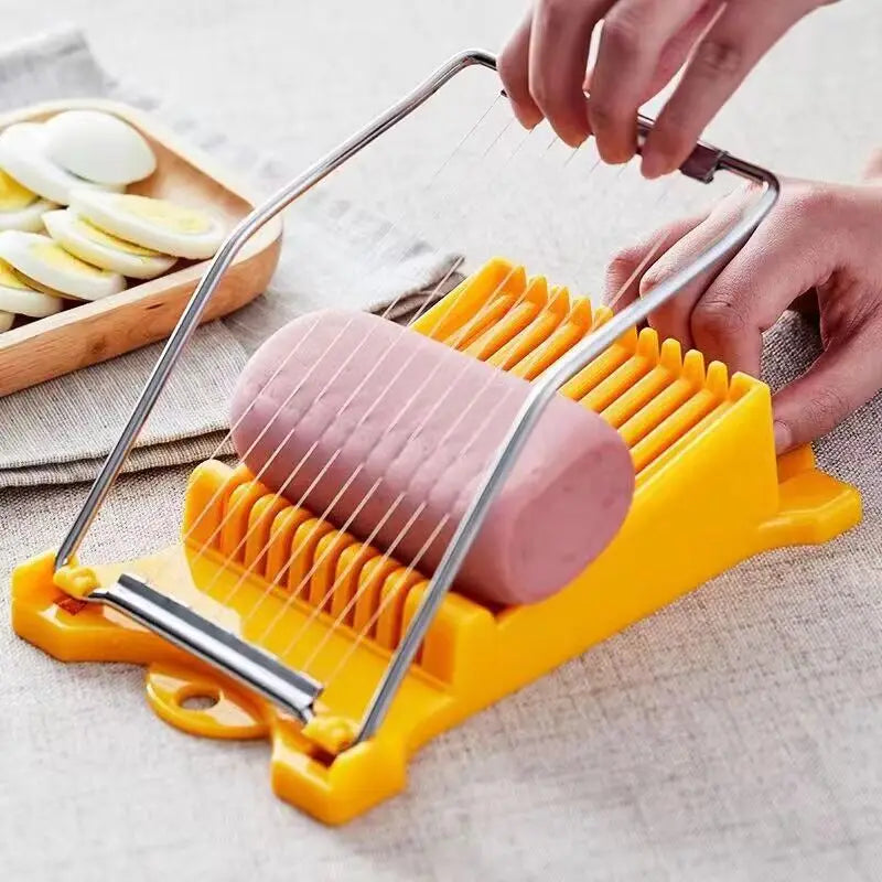 Stainless Steel Multifunctional Food Slicer Cuts Luncheon Meat Eggs Bananas Cheese Strawberries Compact Kitchen Gadget