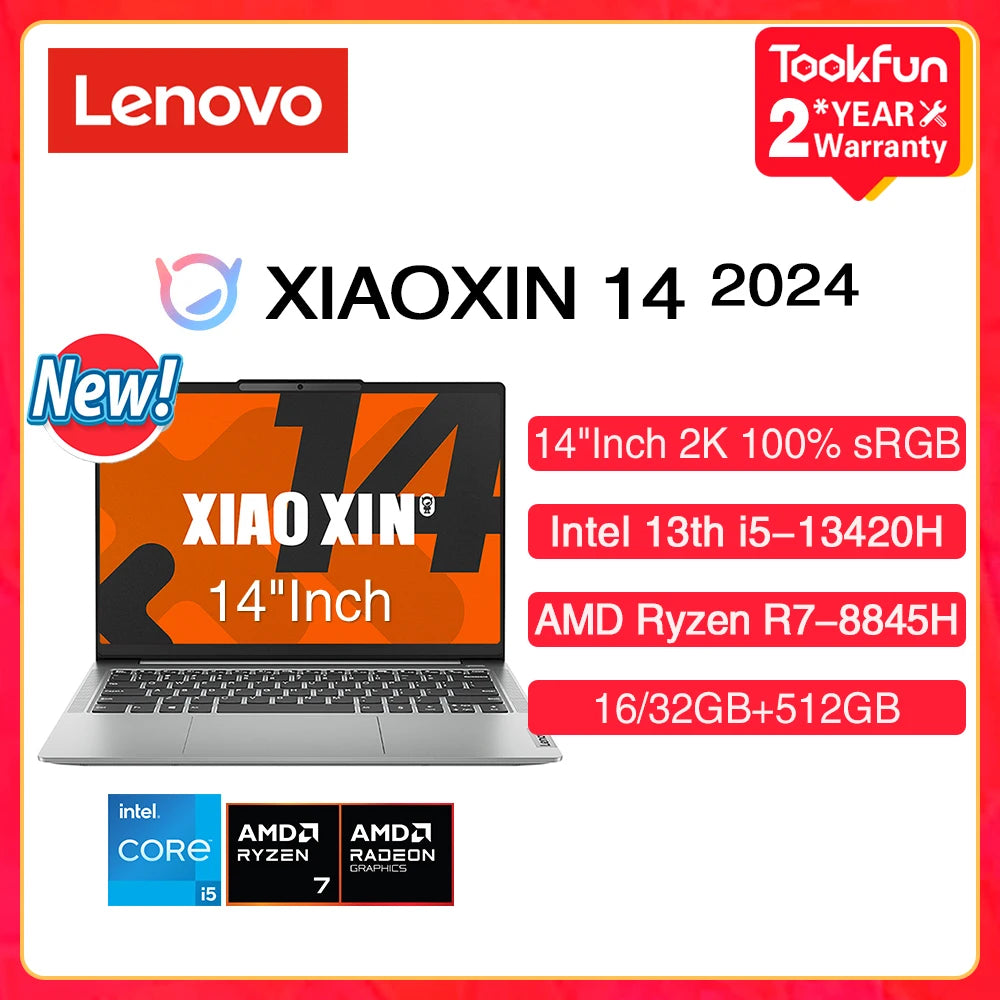 Lenovo XIAOXIN 14 (IdeaPad Slim 5) 2024 Laptop AMD Ryzen R7-8845H Intel Core i5-13420H 16GB 32GB 512GB 14" Inch FHD Computer PC