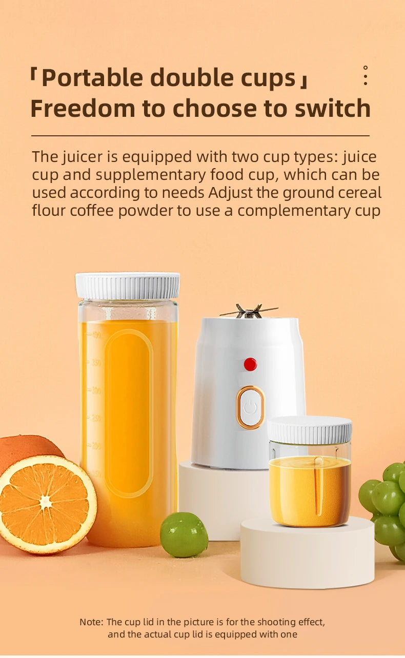 500ML Portable Electric Blender 40W USB Rechargeable Cordless Juicer High Powerful Juicer Cup For Smoothie Milkshake Juice Food