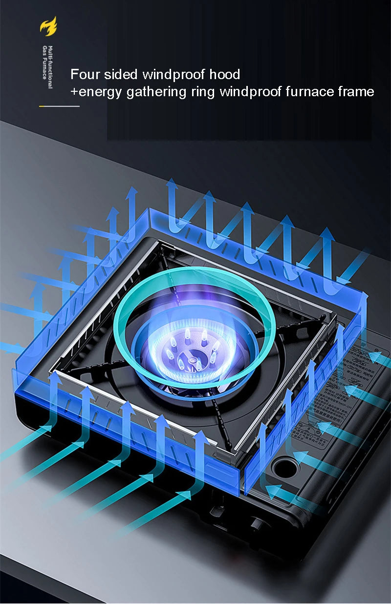 Camping Stove Outdoor Cooking Burner Portable Gas Stove Hiking Trekking Picnic Party Boiler Cassette Stove（No Gas Tank）