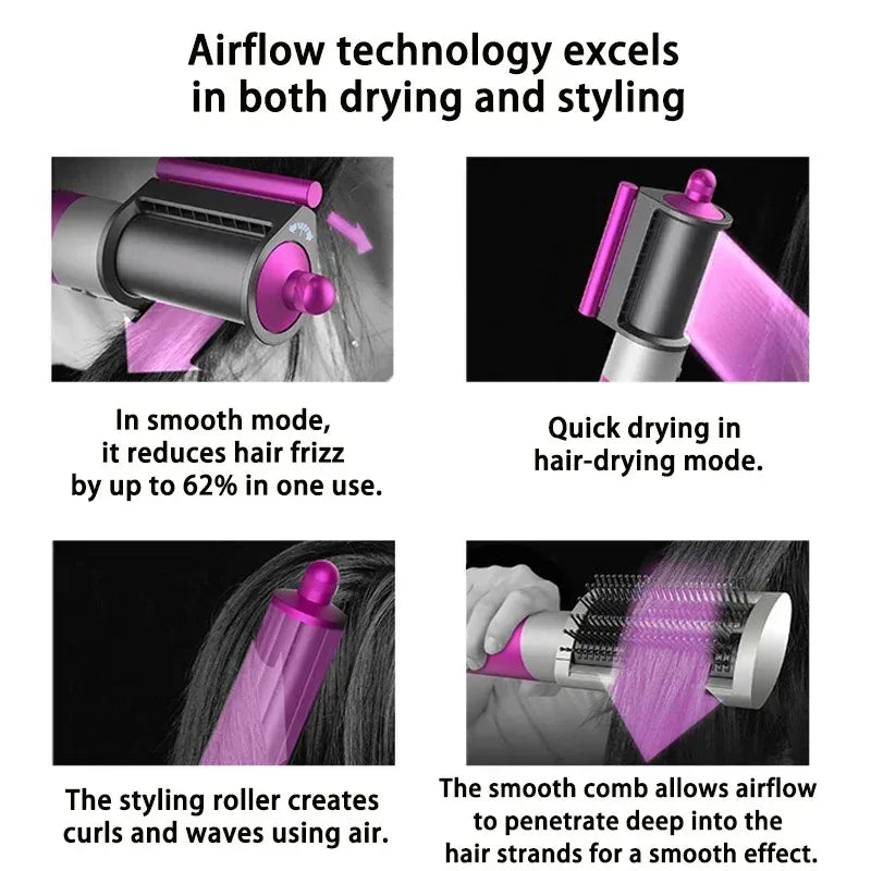 6 in1 Multi Hair Styler Curling Iron Hair Hot Air Brush Curling Barrel Brush HairDryer Salon Professional Curly Styler Tools