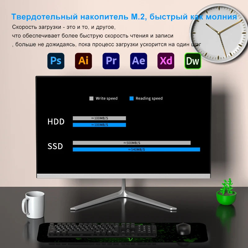 BYONE BYYI5 All In One PC 23.8inch DDR4 16G RAM 512G SSD Windows11 Inter Celeron N5095 Desktop Computer Gaming Laptops