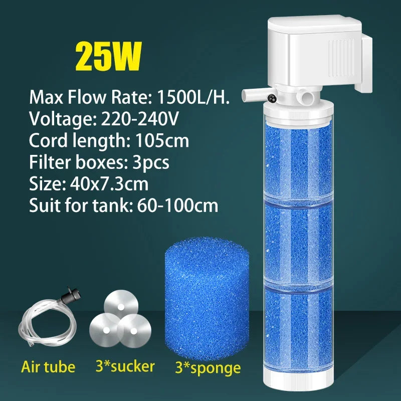220V Ultra Quiet Aquarium Internal Filter Water Purification Multi-functional Fish Tank Water Pump Wave Make Stool Sucker