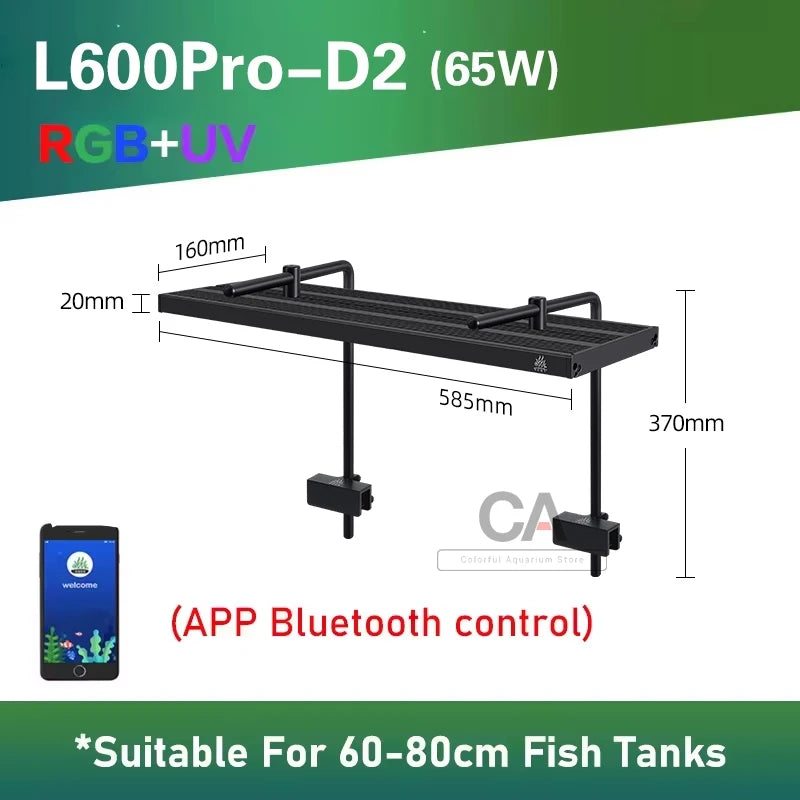 WEEK AQUA L Series,  Aquarium LED Grow Lamp for Plants, App Control, Aquariums Equipment Lighting, RGB + UV,Adjustable width