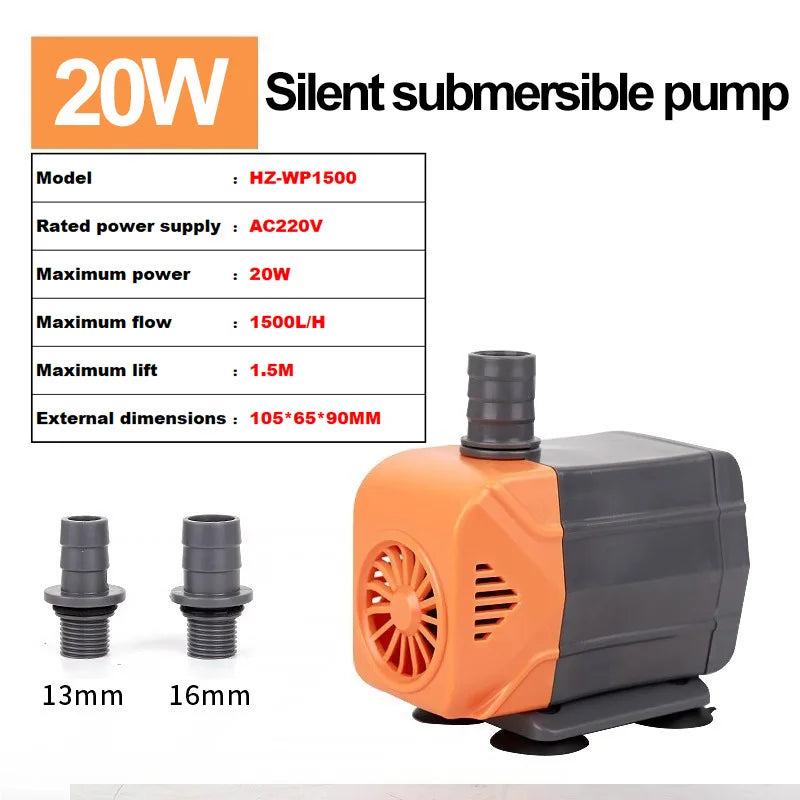 AC220V silent submersible water pump, circulating fountain pump, fish tank and pond circulating pump, garden rockery water pump