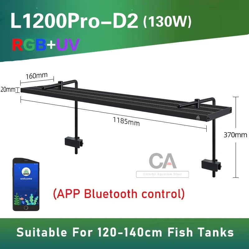 WEEK AQUA L Series,  Aquarium LED Grow Lamp for Plants, App Control, Aquariums Equipment Lighting, RGB + UV,Adjustable width