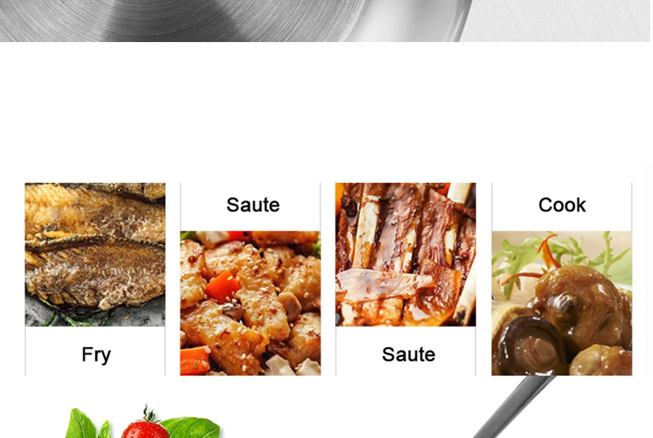 304 Stainless Steel Wok Non-Stick Frying Pan Steak Frying Pan Uncoated Kitchen Cookware Suitable For Gas Stove Induction Cooker