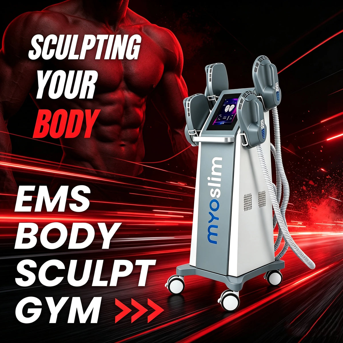 MYOslim 6500W EMS Body Sculpt Machine Professional Fat Reduction And Muscle Building Device for Beauty Salons Spas Waist & Hip L