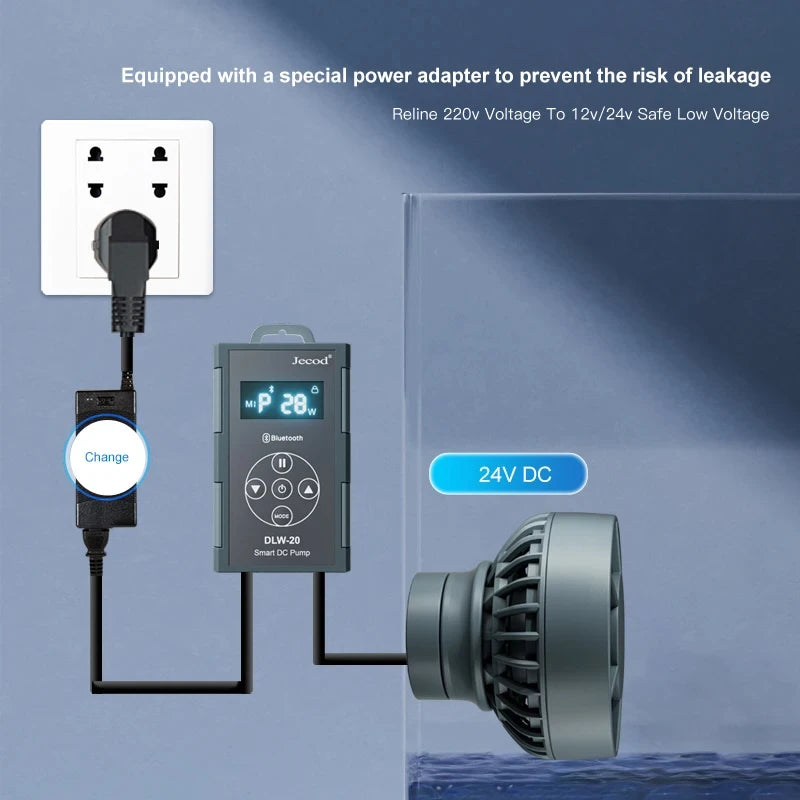 Jebao Jecod 2024 New DLW Series Bluetooth Aquarium Wave Pump App Control DC Saltwater Fish Tank Intelligent Mute Water Pump
