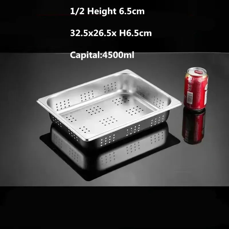 Rectangle Stainless Steel Storage Leak Trays Hole Mesh Strainer Vegetable Fruit Washing Basket Food GN Pan Water Filter Basin