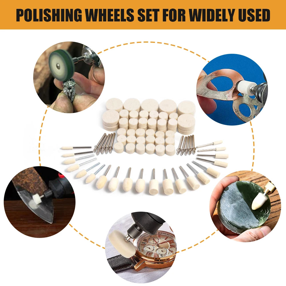 Felt Polishing Buffing Wheel for Dremel Rotary Tool Accessories Wool Felt Polishing Pad Wheel Set for Rotary Tool