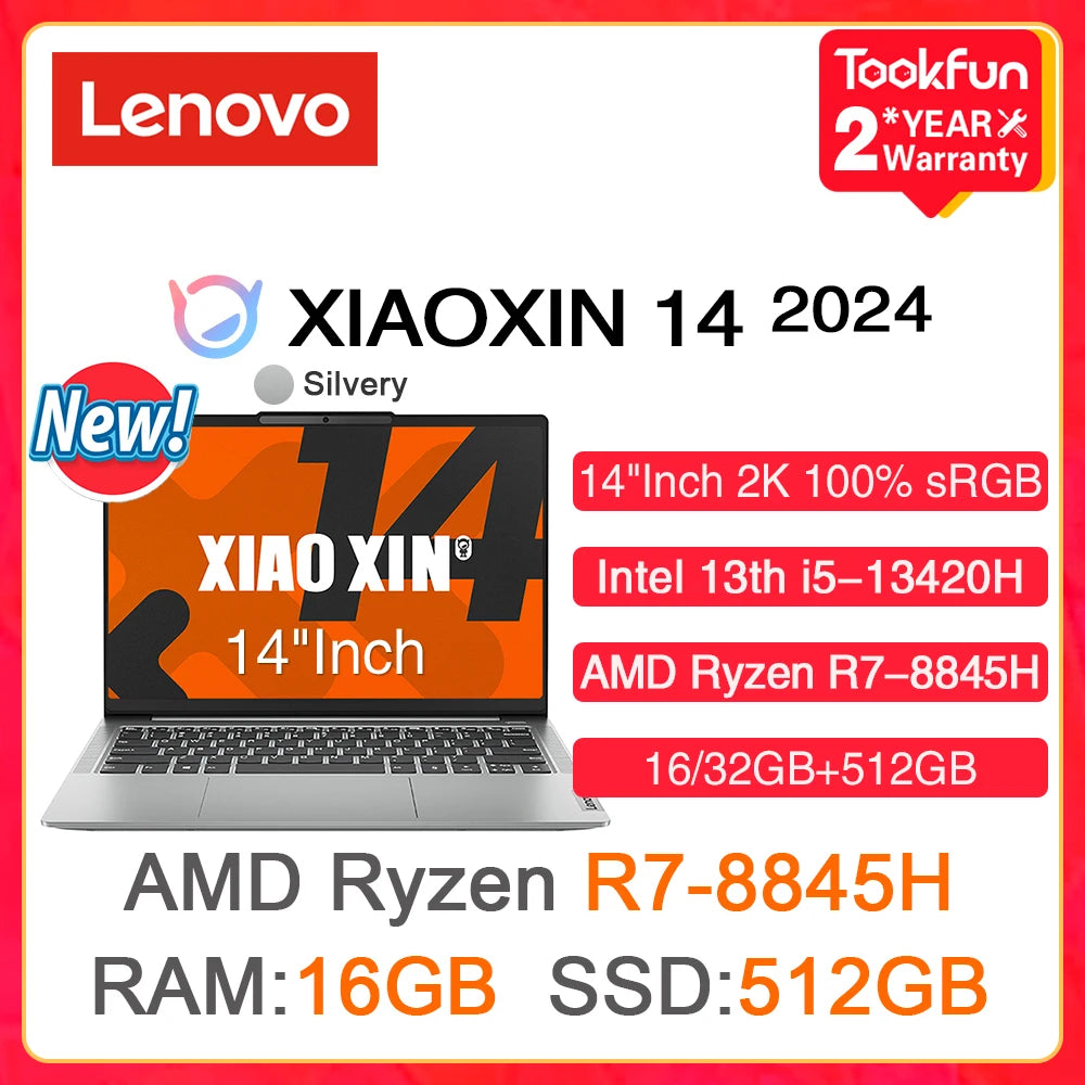 Lenovo XIAOXIN 14 (IdeaPad Slim 5) 2024 Laptop AMD Ryzen R7-8845H Intel Core i5-13420H 16GB 32GB 512GB 14" Inch FHD Computer PC