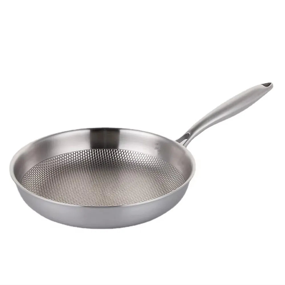 304 Stainless Steel Wok Non-Stick Frying Pan Steak Frying Pan Uncoated Kitchen Cookware Suitable For Gas Stove Induction Cooker